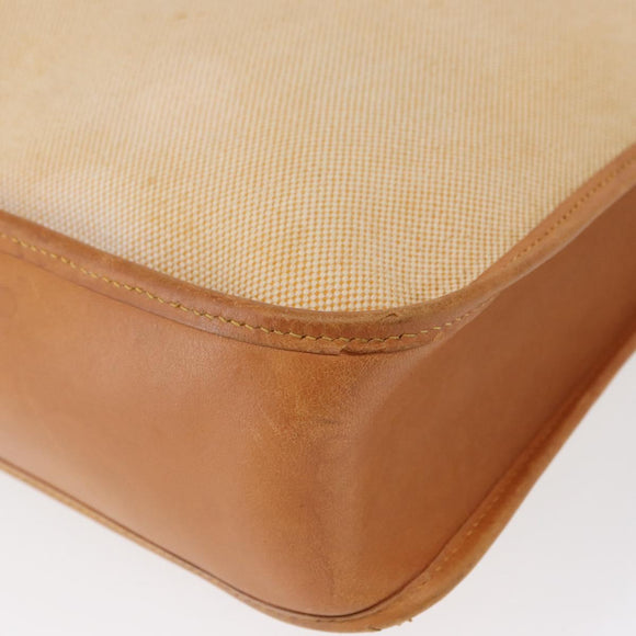 HERMES Vespa PM Shoulder Bag Canvas Beige Gold Auth mr1763
