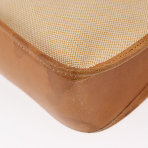 HERMES Vespa PM Shoulder Bag Canvas Beige Gold Auth mr1763