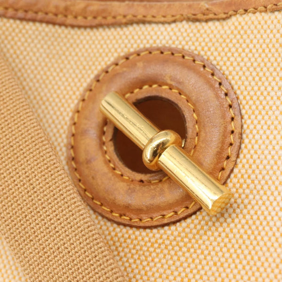 HERMES Vespa PM Shoulder Bag Canvas Beige Gold Auth mr1763