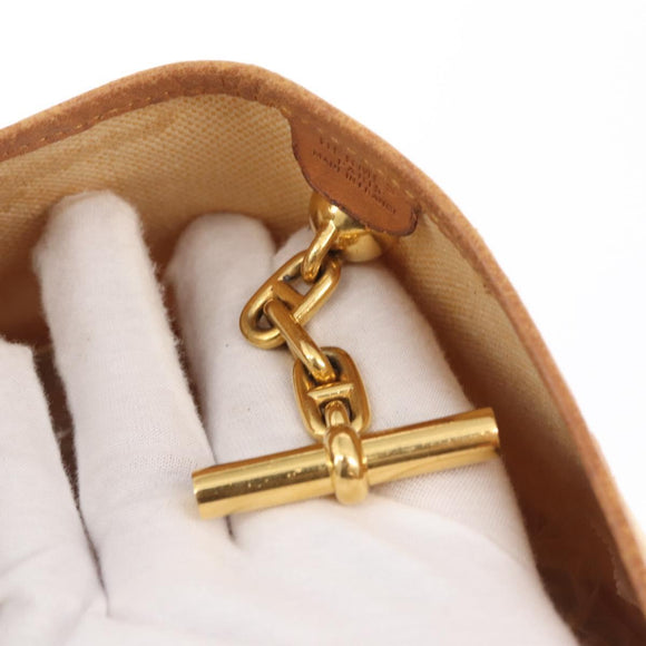 HERMES Vespa PM Shoulder Bag Canvas Beige Gold Auth mr1763