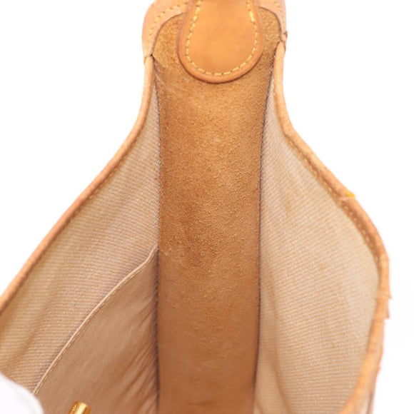 HERMES Vespa PM Shoulder Bag Canvas Beige Gold Auth mr1763