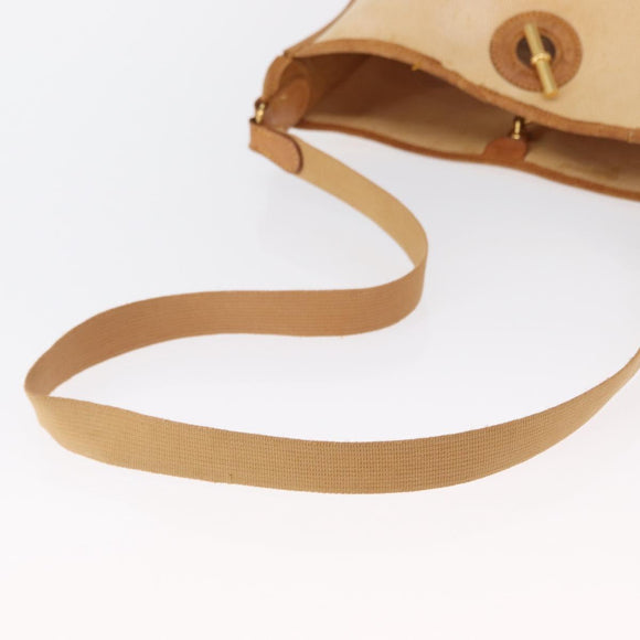 HERMES Vespa PM Shoulder Bag Canvas Beige Gold Auth mr1763