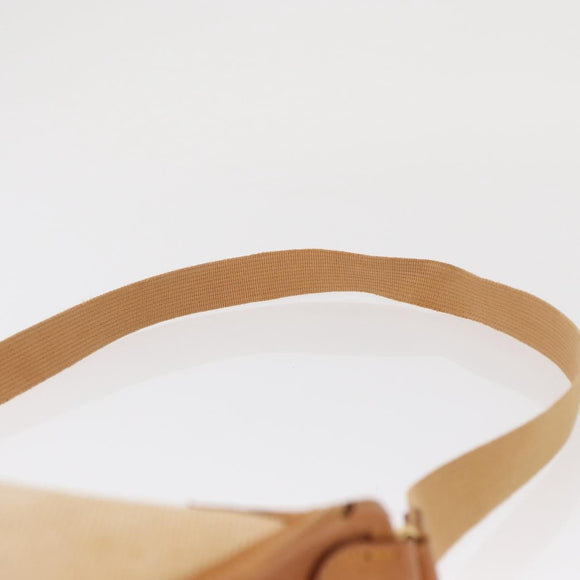 HERMES Vespa PM Shoulder Bag Canvas Beige Gold Auth mr1763