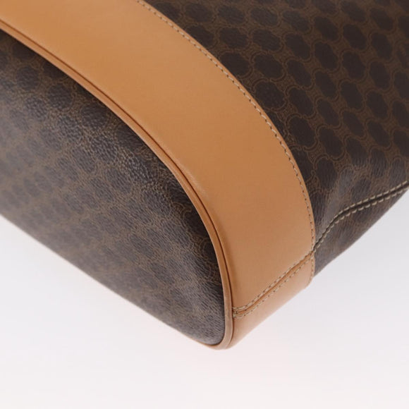 CELINE Macadam Canvas Shoulder Bag PVC Leather Brown Gold Auth mr1765