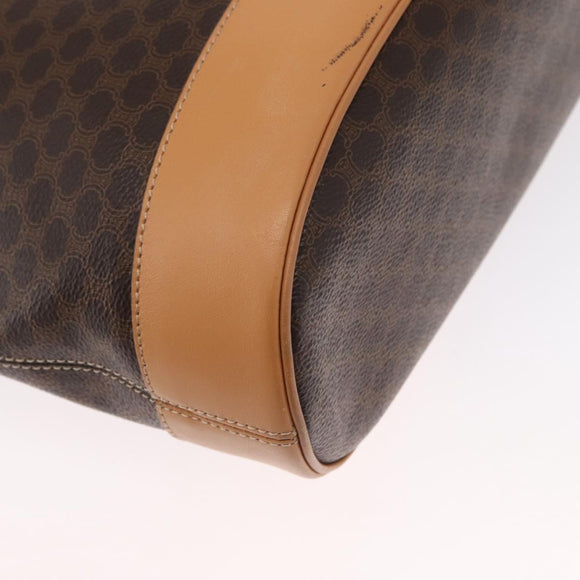 CELINE Macadam Canvas Shoulder Bag PVC Leather Brown Gold Auth mr1765