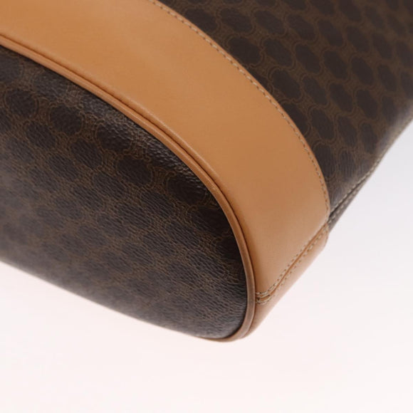 CELINE Macadam Canvas Shoulder Bag PVC Leather Brown Gold Auth mr1765