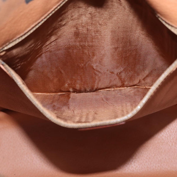 CELINE Macadam Canvas Shoulder Bag PVC Leather Brown Gold Auth mr1765