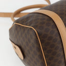 CELINE Macadam Canvas Hand Bag PVC Leather 2way Brown Gold Auth mr1767-15