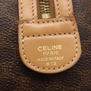 CELINE Macadam Canvas Hand Bag PVC Leather 2way Brown Gold Auth mr1767-17