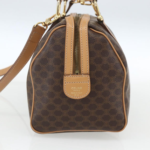 CELINE Macadam Canvas Hand Bag PVC Leather 2way Brown Gold Auth mr1767