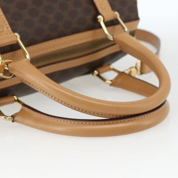 CELINE Macadam Canvas Hand Bag PVC Leather 2way Brown Gold Auth mr1767