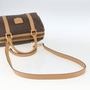 CELINE Macadam Canvas Hand Bag PVC Leather 2way Brown Gold Auth mr1767-9