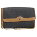 Christian Dior Honeycomb Canvas Chain Shoulder Bag PVC Black Gold Auth mr1769-1