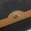 Christian Dior Honeycomb Canvas Chain Shoulder Bag PVC Black Gold Auth mr1769-14