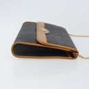 Christian Dior Honeycomb Canvas Chain Shoulder Bag PVC Black Gold Auth mr1769-4