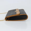 Christian Dior Honeycomb Canvas Chain Shoulder Bag PVC Black Gold Auth mr1769-5