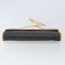 Christian Dior Honeycomb Canvas Chain Shoulder Bag PVC Black Gold Auth mr1769-9