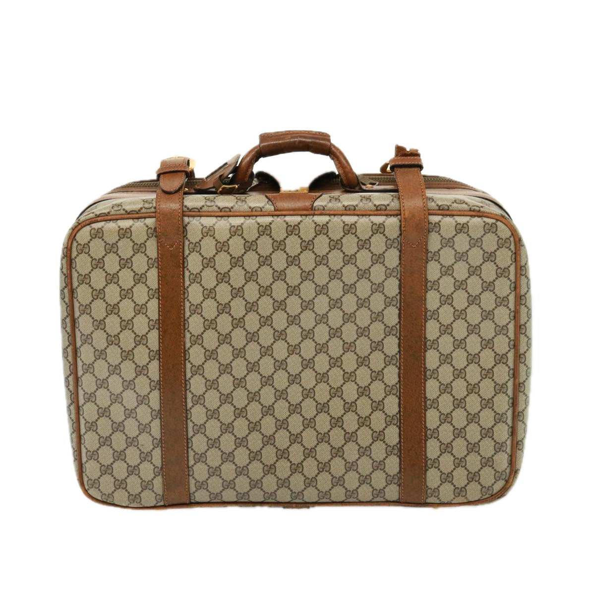 GUCCI GG Supreme Boston Bag PVC Beige Auth mr177 - 0