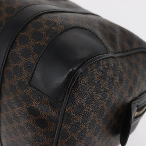 CELINE Macadam Canvas Boston Bag PVC Schwarz Gold Auth mr1773