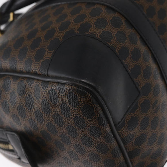 CELINE Macadam Canvas Boston Bag PVC Schwarz Gold Auth mr1773
