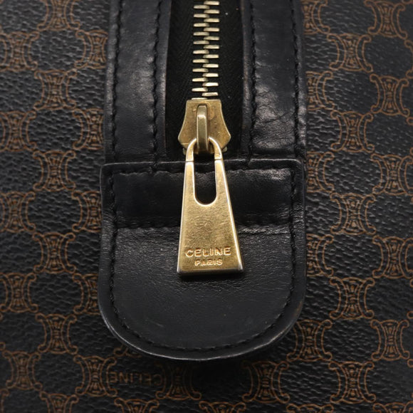 CELINE Macadam Canvas Boston Bag PVC Schwarz Gold Auth mr1773