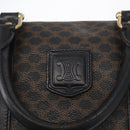 CELINE Macadam Canvas Boston Bag PVC Schwarz Gold Auth mr1773-18
