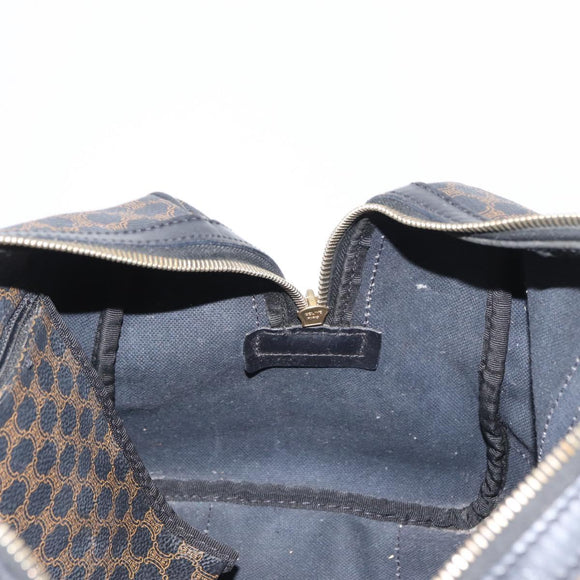 CELINE Macadam Canvas Boston Bag PVC Schwarz Gold Auth mr1773