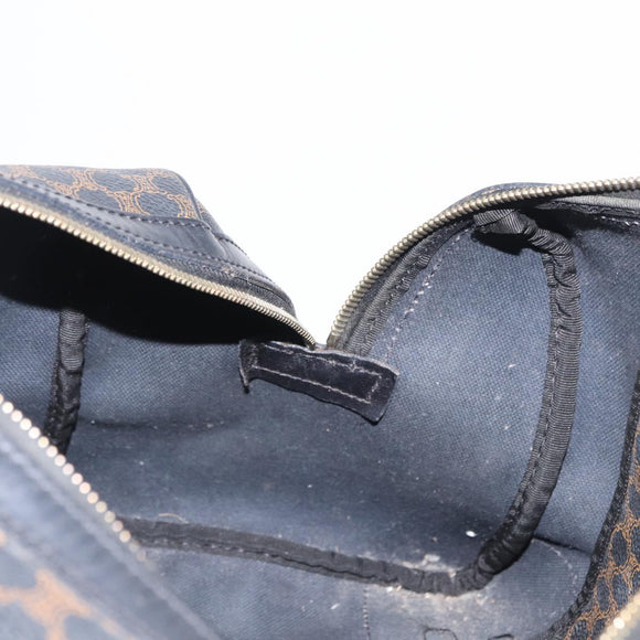 CELINE Macadam Canvas Boston Bag PVC Schwarz Gold Auth mr1773