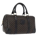 CELINE Macadam Canvas Boston Bag PVC Schwarz Gold Auth mr1773-1