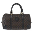 CELINE Macadam Canvas Boston Bag PVC Schwarz Gold Auth mr1773-13