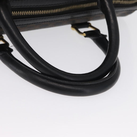 CELINE Macadam Canvas Boston Bag PVC Schwarz Gold Auth mr1773