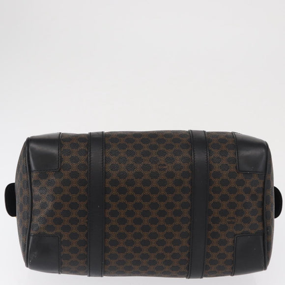 CELINE Macadam Canvas Boston Bag PVC Schwarz Gold Auth mr1773