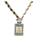 CHANEL Perfume Necklace metal Gold CC Auth mr1782-1