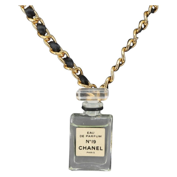 CHANEL Perfume Necklace metal Gold CC Auth mr1782
