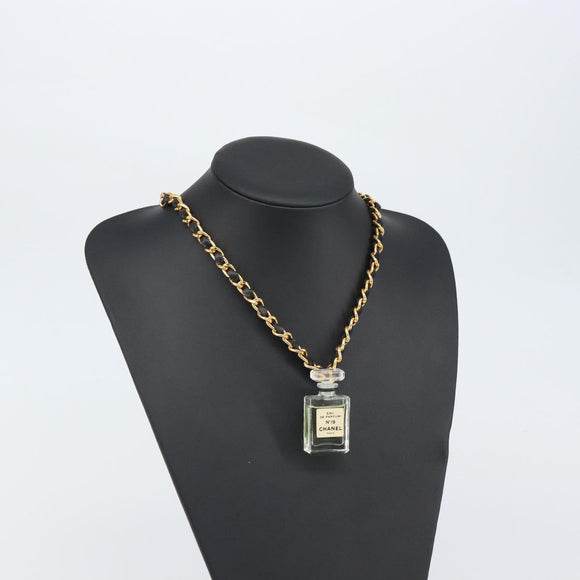 CHANEL Perfume Necklace metal Gold CC Auth mr1782