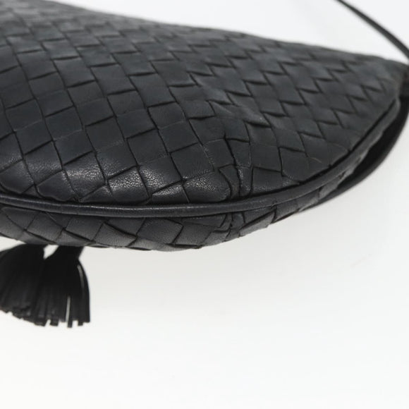 BOTTEGA VENETA INTRECCIATO Shoulder Bag Leather Black Gold Auth mr1793