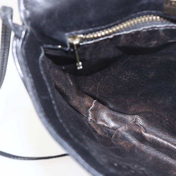BOTTEGA VENETA INTRECCIATO Shoulder Bag Leather Black Gold Auth mr1793
