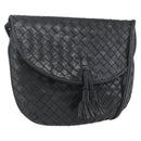 BOTTEGA VENETA INTRECCIATO Shoulder Bag Leather Black Gold Auth mr1793-1