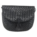BOTTEGA VENETA INTRECCIATO Shoulder Bag Leather Black Gold Auth mr1793-13