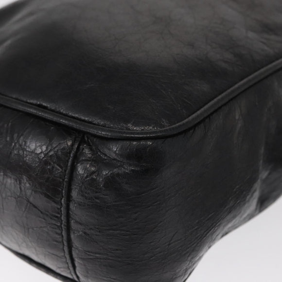 BALENCIAGA Classic Reporter Shoulder Bag Leather Black Auth mr1795
