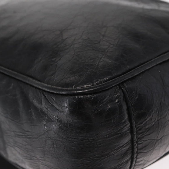 BALENCIAGA Classic Reporter Shoulder Bag Leather Black Auth mr1795