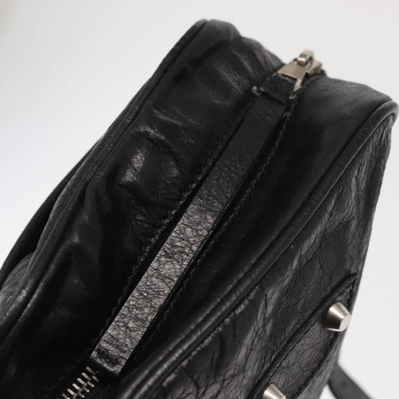 BALENCIAGA Classic Reporter Shoulder Bag Leather Black Auth mr1795