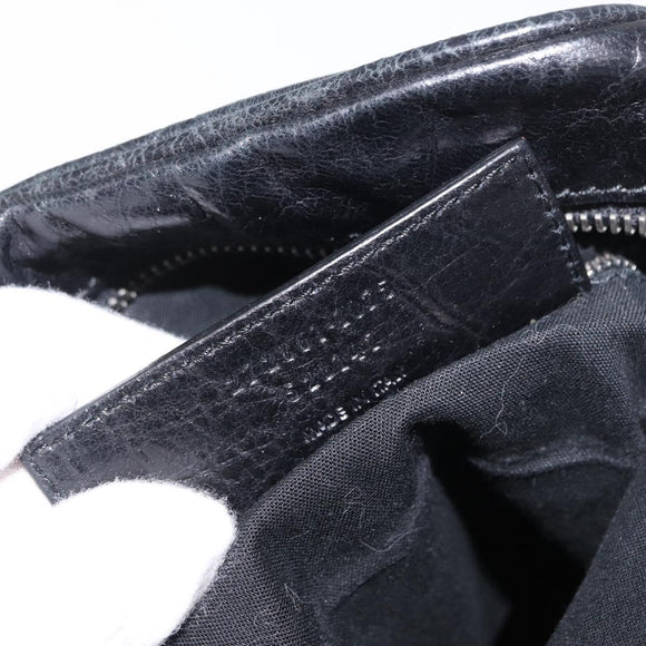 BALENCIAGA Classic Reporter Shoulder Bag Leather Black Auth mr1795