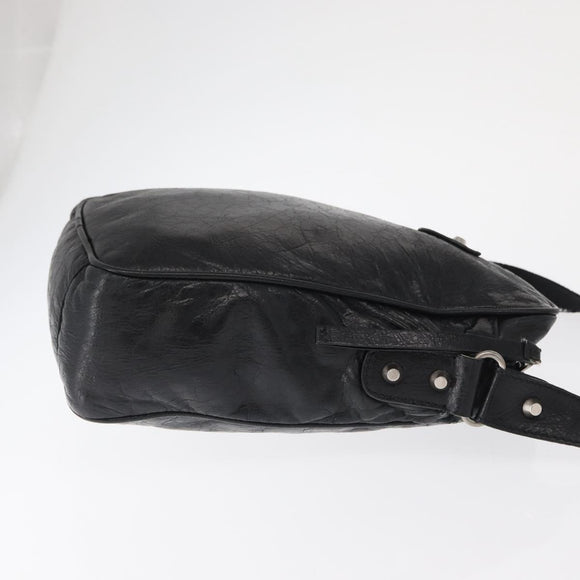 BALENCIAGA Classic Reporter Shoulder Bag Leather Black Auth mr1795