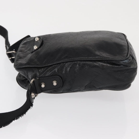 BALENCIAGA Classic Reporter Shoulder Bag Leather Black Auth mr1795