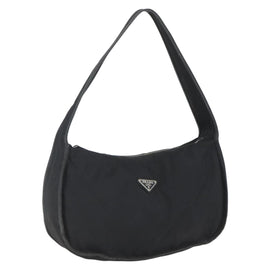 PRADA Accessory Pouch Nylon Black Silver Auth mr1799