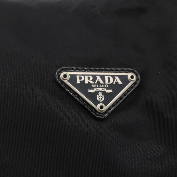 PRADA Accessory Pouch Nylon Black Silver Auth mr1799
