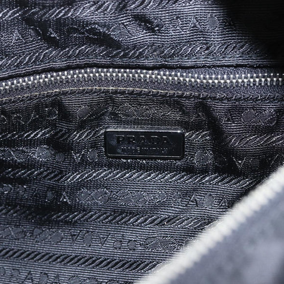 PRADA Accessory Pouch Nylon Black Silver Auth mr1799