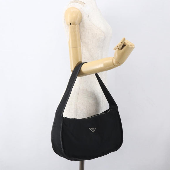 PRADA Accessoire-Täschchen Nylon Schwarz Silber Auth mr1799