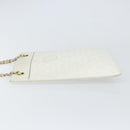 CHANEL Matelasse Chain Shoulder Bag Leather White Gold CC Auth mr1801-4